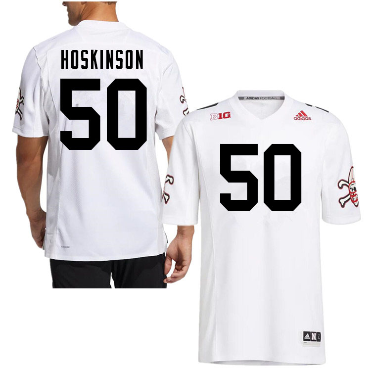 Men #50 Sam Hoskinson Nebraska Cornhuskers College Football Jerseys Sale-White Strategy